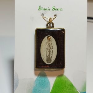 scrimshaw feather pendant necklace